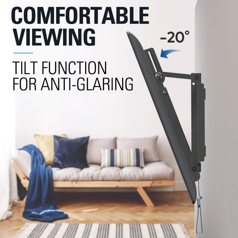 Mounting Dream Tilt TV Wall Mount - Fits 42-70 Inch TVs, Tilt Up to 20 Degrees, VESA 200x100 to 600x400mm, 132 lbs Loading, Fits 16", 18", 24" Studs - MD2165-LK - Image 2